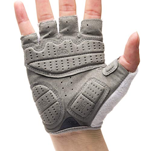 LaoZan Guantes de Ciclismo Transpirable para Hombres Mujeres Medio Dedo Guantes Bicicleta de Carretera, Talla L