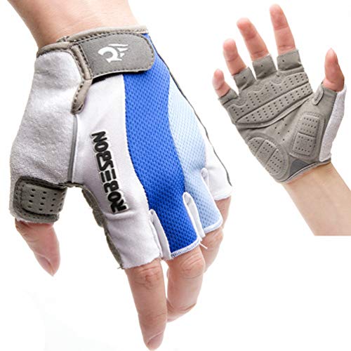 LaoZan Guantes de Ciclismo Transpirable para Hombres Mujeres Medio Dedo Guantes Bicicleta de Carretera, Talla L