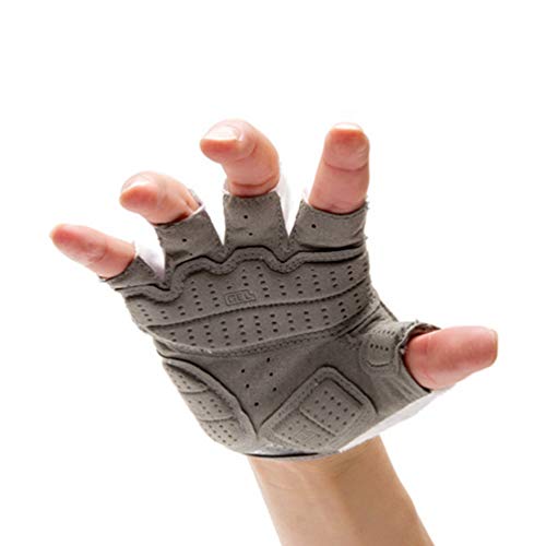 LaoZan Guantes de Ciclismo Transpirable para Hombres Mujeres Medio Dedo Guantes Bicicleta de Carretera, Talla L