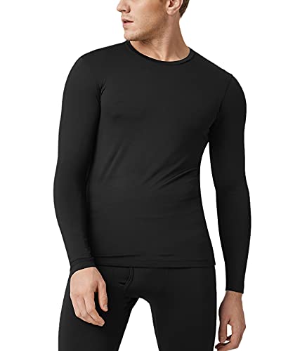 LAPASA Camiseta Termica Hombre Camiseta Manga Larga Ropa Termica Interior Invierno (Pack de 1 o 2) M09 XXL Negro