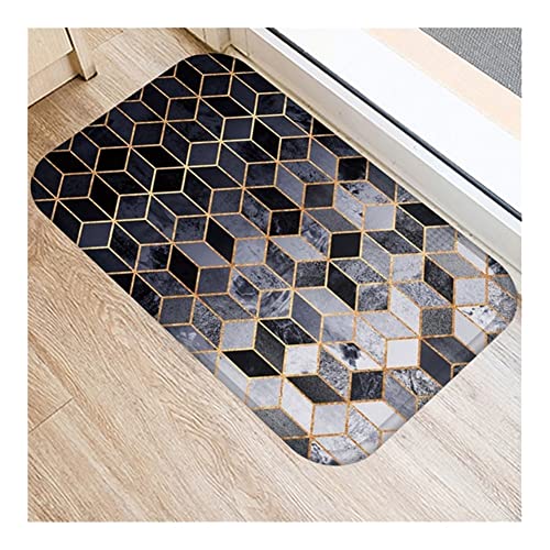 Las alfombras de baño son fáciles de limpiar Alfombra de felpudo decorativo de rayas geométricas 40x60cm Cocina Cuarto de baño Hogar Antideslizante Estera de suelo Estilo nórdico Alfombra interior Sua