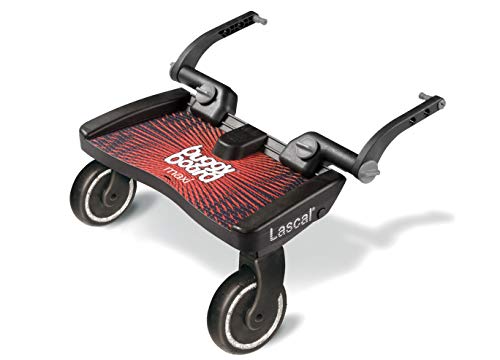 Lascal BuggyBoard Maxi Plataforma con ruedas y amplia superficie, accesorio para niños de 2 a 6 años (22 kg), compatible con casi todas las sillitas de paseo, rojo