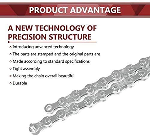 LATERN Cadena de Bicicleta 6/7/8 velocidades 116 Enlaces, Aptos para Bicicletas de Carretera/montaña de 6/7/8 velocidades, Plateado