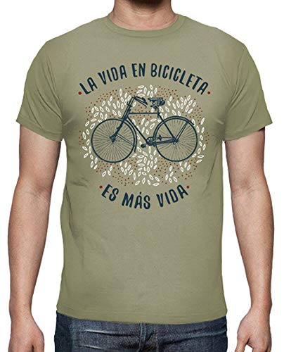 latostadora - Camiseta la Vida en Bicicleta para Hombre Caqui M