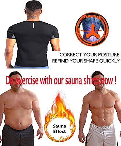 LAZAWG Hombres Sauna Camisetas Entrenamiento Neopreno Tank Top Chaquetas de Entrenamiento para Perder Peso Body Shaper Ropa Sudor Sauna Traje Ejercicio Fitness Manga Corta