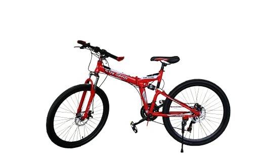 LAZY SPORTS Bicicleta Montaña Plegable con Aluminio Reforzado Ligero (Rojo)