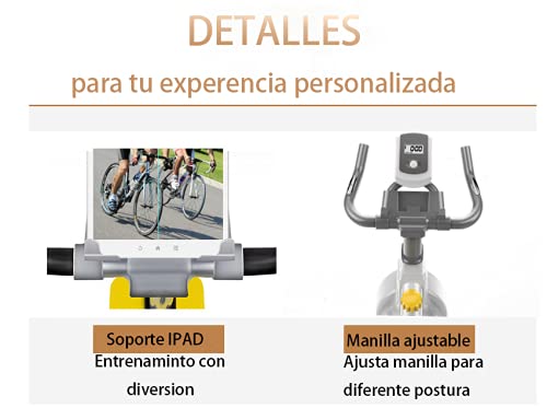 LAZY SPORTS Bicicleta Spinning Estática de Fitness. Resistencia Magneto resistencia. Asiento y Manillar Ajustable. Carga máximo 160Kg (blanco)