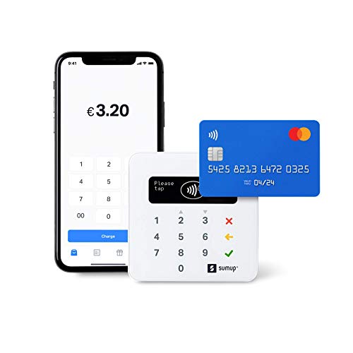 Lector De Tarjetas Portátil Sumup Air-Pago con Tarjeta De Débito, Crédito, Apple, Google Pay y más- Terminal Móvil con Tecnología RFID NFC- Pago con Solo Acercar Su Tarjeta-Teléfono O Chip & Pin