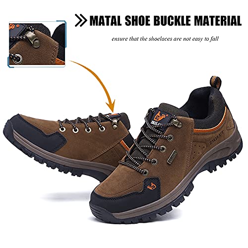 LECYGNB Zapatillas de Trekking Hombre Impermeable Zapatillas de Senderismo Al Aire Libre Botas de Montaña Zapatillas de Camping Antideslizantes Sneakers Marrón 44