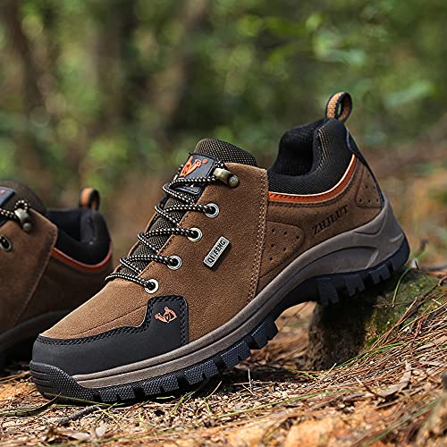 LECYGNB Zapatillas de Trekking Hombre Impermeable Zapatillas de Senderismo Al Aire Libre Botas de Montaña Zapatillas de Camping Antideslizantes Sneakers Marrón 44