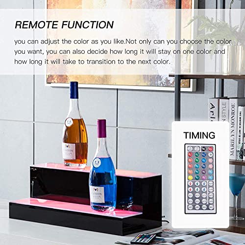 Led Lighted Liquor Bottle Display Shelf For Home Bar 2 Step Illuminated Wine Racks Cimmercial Drinks Lighting Shelves With Rf Remote Control For Party 24In