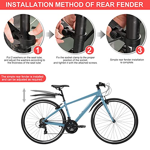 Ledeak Guardabarros Bicicleta, 2-Piezas Universal Ajustable Trasero Delantero Montaña Carretera Bicicletas Defensa Bici contra Salpicaduras Mud Guard Funda de Protección Accesorios (Rojo)