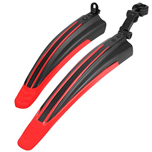 Ledeak Guardabarros Bicicleta, 2-Piezas Universal Ajustable Trasero Delantero Montaña Carretera Bicicletas Defensa Bici contra Salpicaduras Mud Guard Funda de Protección Accesorios (Rojo)