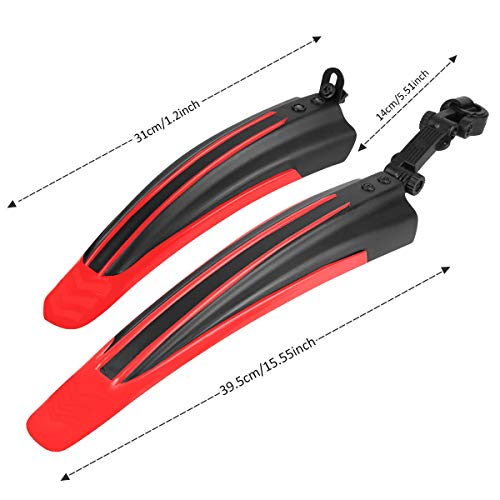 Ledeak Guardabarros Bicicleta, 2-Piezas Universal Ajustable Trasero Delantero Montaña Carretera Bicicletas Defensa Bici contra Salpicaduras Mud Guard Funda de Protección Accesorios (Rojo)