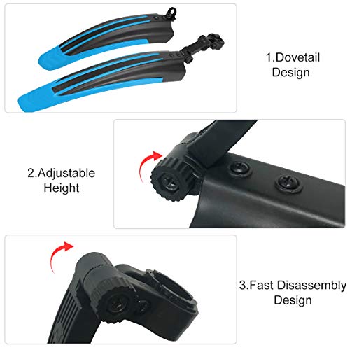 Ledeak Guardabarros Bicicleta, 2-Piezas Universal Ajustable Trasero Delantero Montaña Carretera Bicicletas Defensa Bici contra Salpicaduras Mud Guard Funda de Protección Accesorios (Azul)