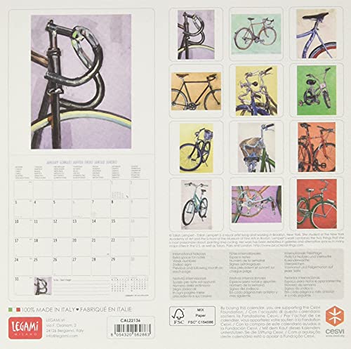 Legami - Calendario de pared 2022, 18 x 18 cm, Bike Art