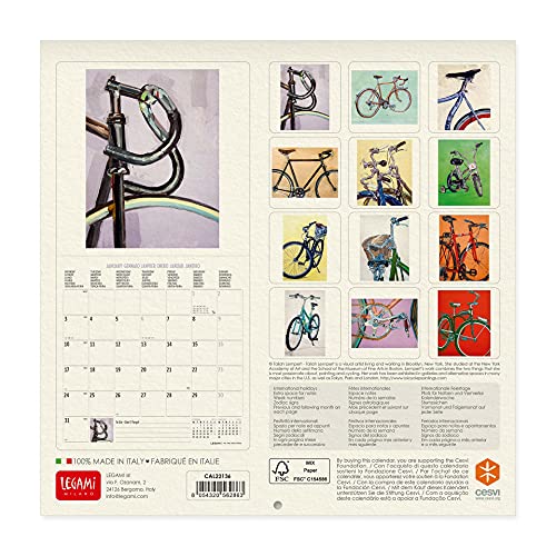 Legami - Calendario de pared 2022, 18 x 18 cm, Bike Art