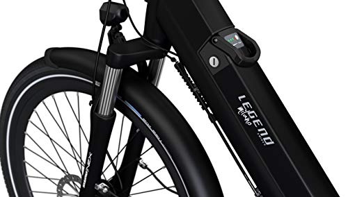 Legend Milano Bicicleta Eléctrica Urbana Smart eBike Ruedas de 26 Pulgadas, Frenos de Disco Hidráulicos, Batería 36V 10.4Ah Panasonic (374.4Wh), Autonomía hasta 80km, Negro Onyx