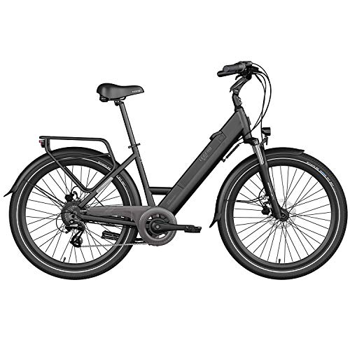 Legend Milano Bicicleta Eléctrica Urbana Smart eBike Ruedas de 26 Pulgadas, Frenos de Disco Hidráulicos, Batería 36V 10.4Ah Panasonic (374.4Wh), Autonomía hasta 80km, Negro Onyx