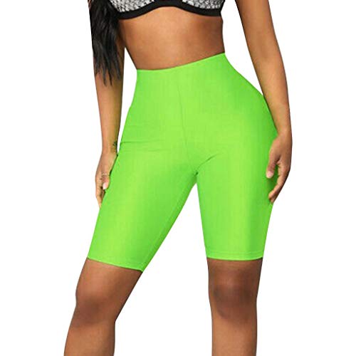 Leggings Mujer Fitness 2020 SHOBDW Moda Bicicleta Yoga Pantalones Cortos Elásticos De Cintura Alta Leggings Deporte Mujer Push Up Casual Pantalones Chandal Mujer Baratos(Verde,S)