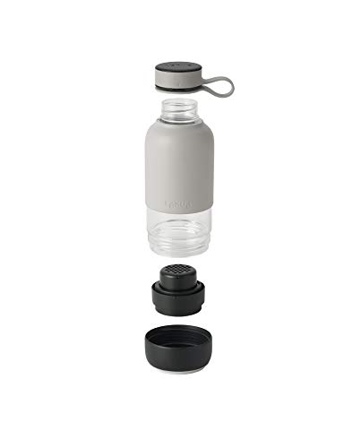 Lékué Botella Vidrio con Funda de Silicona y Filtro para Agua, Gris, 600 ml