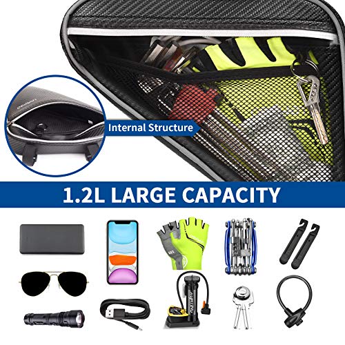 LEMEGO Bolsa Bicicleta Cuadro Impermeable Bolsa Cuadro Bicicleta Bici MTB Triangular Reflectante Gran Capacidad para Bicicleta de Montaña Carretera Móvil Teléfono Herramientas Ciclismo