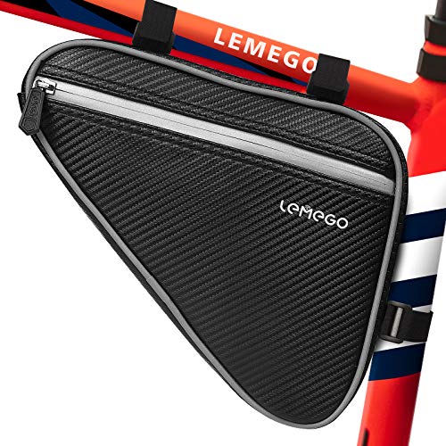 LEMEGO Bolsa Bicicleta Cuadro Impermeable Bolsa Cuadro Bicicleta Bici MTB Triangular Reflectante Gran Capacidad para Bicicleta de Montaña Carretera Móvil Teléfono Herramientas Ciclismo