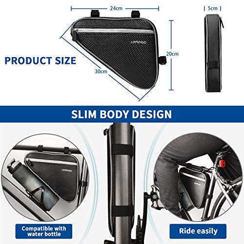 LEMEGO Bolsa Bicicleta Cuadro Impermeable Bolsa Cuadro Bicicleta Bici MTB Triangular Reflectante Gran Capacidad para Bicicleta de Montaña Carretera Móvil Teléfono Herramientas Ciclismo