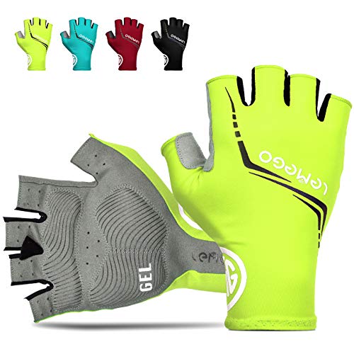 LEMEGO Guantes Ciclismo Hombre Mujere Verano Guantes Gimnasio Bicicleta de Carretera MTB Medio-Dedo Reflexivo Transpirable Acolchado Antideslizante MTB Scooter Moto Deporte Camping Senderismo