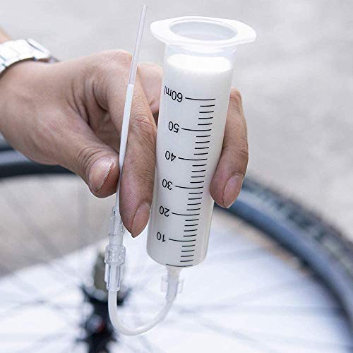 Lenxnmy Cycling Jeringuilla para inyectar líquido Tubeless Jeringuilla tubeless antipinchazos Grande 60ml con Herramienta de extracción de válvula MTB Presta, para sellante