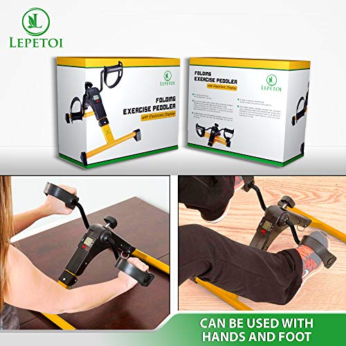 Lepetoi Pedales Eléctricos Ejercicio - Entrenamiento en Casa, Ideal para Personas Mayores y Gente Ocupada - Pantalla LCD que Muestra Progreso, Intensidad Ajustable - Sistema Fácil de Usar, Plegable