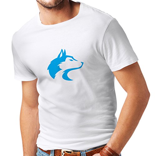 lepni.me Camisetas Hombre la Llamada del Lobo Salvaje - gráfico Genial con sentimiento Espiritual (Medium Blanco Azul)