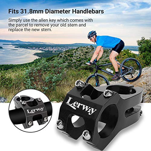 LERWAY 31.8mm MTB Potencia Manillar de Bicicleta, Corto Vástago de Manillar para Bici Ciclismo, Adaptador para Manubrio de Bicicleta Potencias para Bicicleta De Montaña, Bicicleta de Carretera