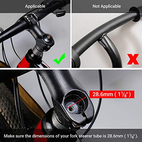 LERWAY Elevador Manillar Bicicleta, MTB Potencia Manillar, Elevador Tija Manillar de Bici, Vástago Horquilla de Extensor Adaptador Negro, 1-1/8" 28.6mm por Ciclismo Bicicleta de Montaña Carretera Bici