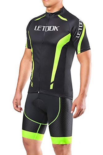 Letook Maillots Ciclismo Hombre Conjunto de Ropa Verano Bicicleta Manga Corta +Pantalones Cortos(Pantalones,XXL)