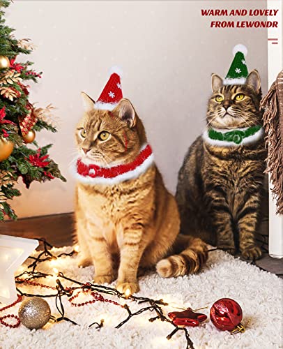 Lewondr Disfraz para Mascotas de Navidad, Ropa Navideña para Gatos Perros Sombrero y Capote de Papá Noel Tejido de Felpa Ajustable para Conejos Trajes Divertidos para Festival, Talla M, Rojo