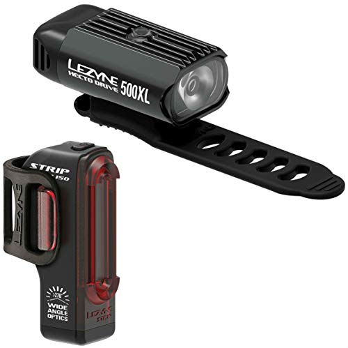 Lezyne Hecto Drive 500XL/Strip - Juego de luces de ciclismo, color negro y negro