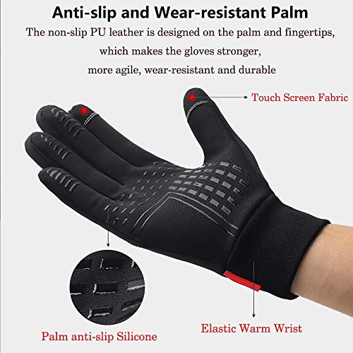 LFES Guantes térmicos de invierno resistentes al viento, impermeables, guantes de pantalla táctil, manoplas antideslizantes para hombres y mujeres, ciclismo al aire libre, caza, escalada