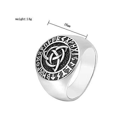 LH&BD Anillo Vikingo Nudo De La Trinidad Estilo Retro Símbolo Antiguo Amuleto Orbe Celta De Acero Inoxidable para Hombres,Plata,8