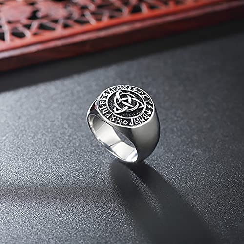 LH&BD Anillo Vikingo Nudo De La Trinidad Estilo Retro Símbolo Antiguo Amuleto Orbe Celta De Acero Inoxidable para Hombres,Plata,8