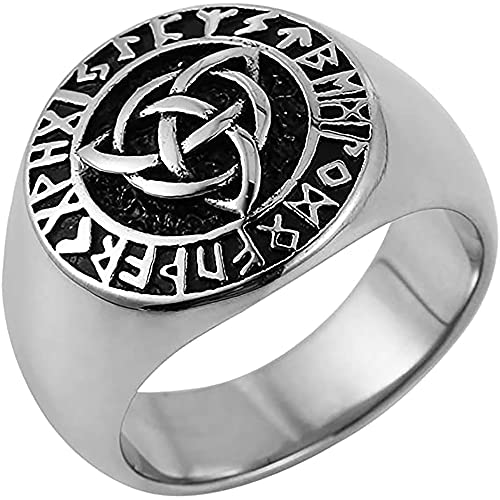 LH&BD Anillo Vikingo Nudo De La Trinidad Estilo Retro Símbolo Antiguo Amuleto Orbe Celta De Acero Inoxidable para Hombres,Plata,8