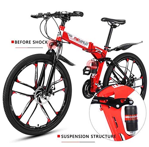 LHQ-HQ 26" Bicicletas de montaña 21Speed ​​de Edad, Estructura de suspensión de Aluminio Ligero Completo, Suspensión Tenedor, Freno de Disco Deportes al Aire Libre de Bicicletas de montaña