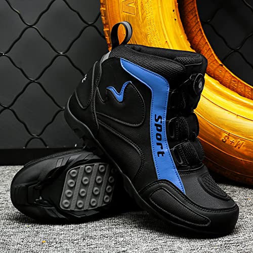 LICGB Otoño Invierno Motocicleta Zapatos Zapatos de Carreras de Carreteras Cross-Country Hombres Botas largas Zapatos de Motocicleta (Color : Blue, Size : 38 EU)