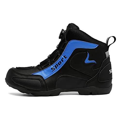 LICGB Otoño Invierno Motocicleta Zapatos Zapatos de Carreras de Carreteras Cross-Country Hombres Botas largas Zapatos de Motocicleta (Color : Blue, Size : 38 EU)