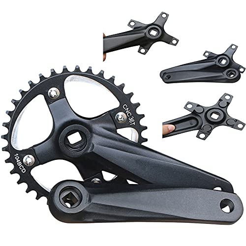 LICHUXIN 1 Par De Bielas De Bicicleta con Agujero Cuadrado 152 Mm / 165 Mm / 170 Mm, Manivela De MTB De Una Sola Velocidad De Aleación De Aluminio Ultraligera 104BCD, Piezas De Bicicleta,152mm