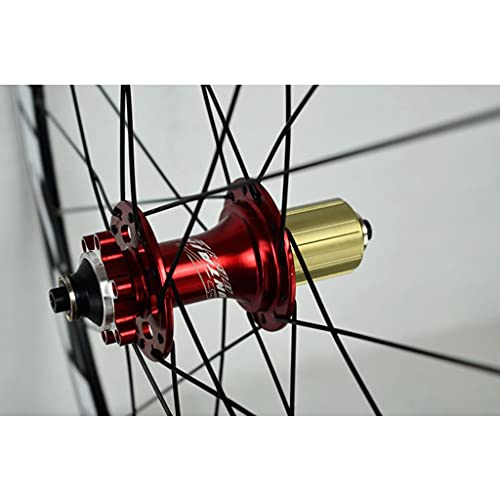 LICHUXIN Rueda de Bicicleta 700C Juego de Ruedas de Bicicleta de Carretera Liberación Rápida Llanta de Aleación de Doble Pared 30MM Freno Disco 7 8 9 10 11 Velocidades (Color : Red, Size : 700C)