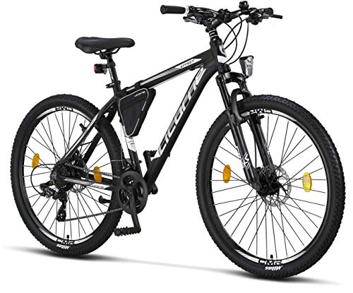 Licorne Bike Bicicleta de montaña prémium para niños, niñas, hombres y mujeres, cambio de 21 velocidades, para hombre, Effect, Niñas, negro/blanco (2 frenos de disco), 27.5 inches