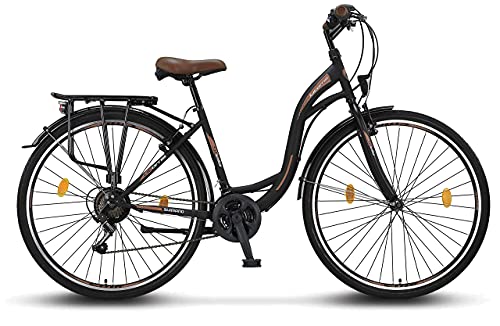 Licorne Bike Stella de 28 Pulgadas, Bicicleta Paseo, Bicicleta para Mujer, Desde 160 cm, luz de Bicicleta, Cambio de Velocidad 21, Bicicleta Urbana para Mujer, Bicicleta para Mujer