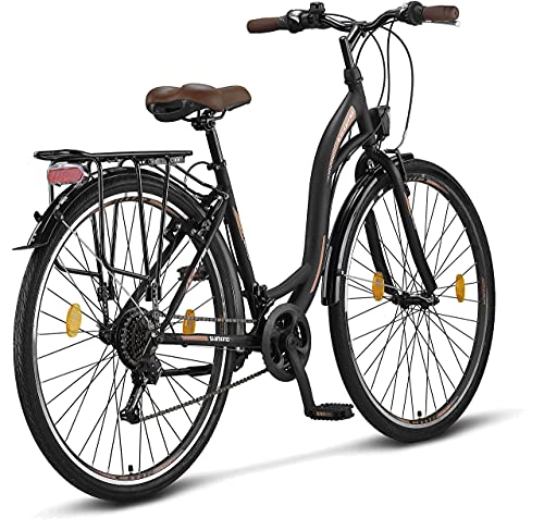 Licorne Bike Stella de 28 Pulgadas, Bicicleta Paseo, Bicicleta para Mujer, Desde 160 cm, luz de Bicicleta, Cambio de Velocidad 21, Bicicleta Urbana para Mujer, Bicicleta para Mujer