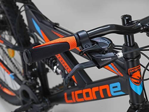 Licorne Bike Strong D - Bicicleta de montaña de 26 pulgadas Fully, freno de disco delantero y trasero, cambio de 21 marchas, suspensión completa, para jóvenes y hombres